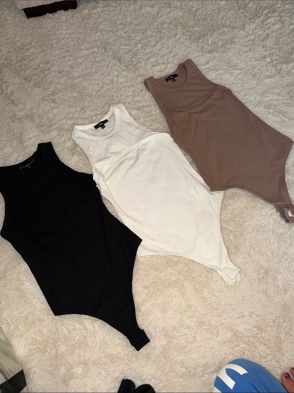 Lulus Ribbed Cut out Tank Bodysuit Trio